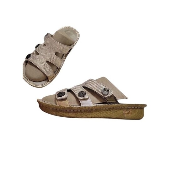 Alegria Venice Casual Slip On Gold Leather Wedge Sandals VEN-293 Womens EU37 US7 - Picture 9 of 10